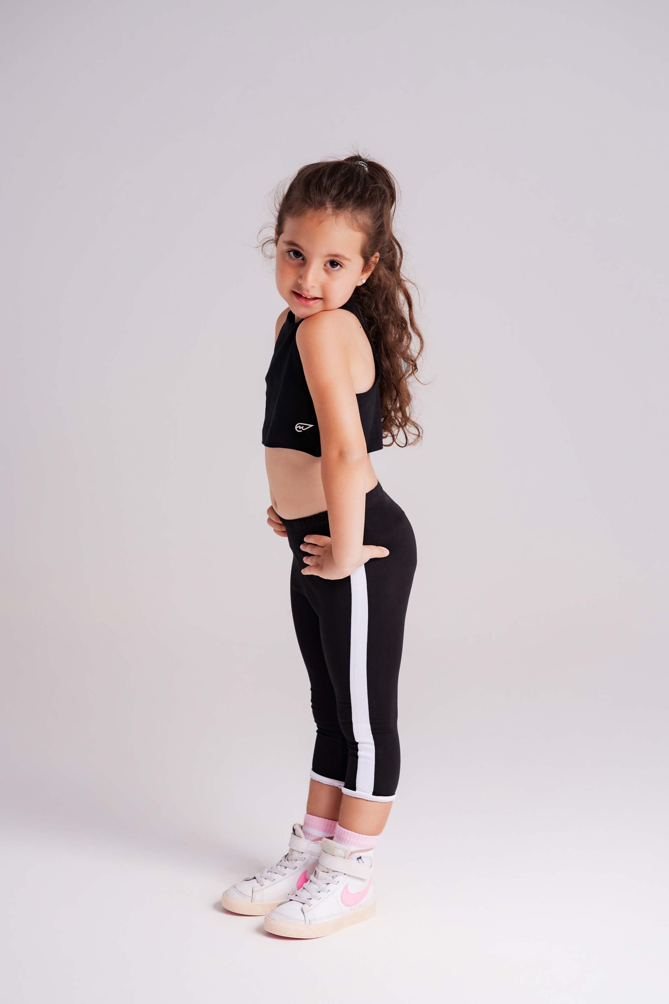 Girls StripeEase Below-Knee Leggings