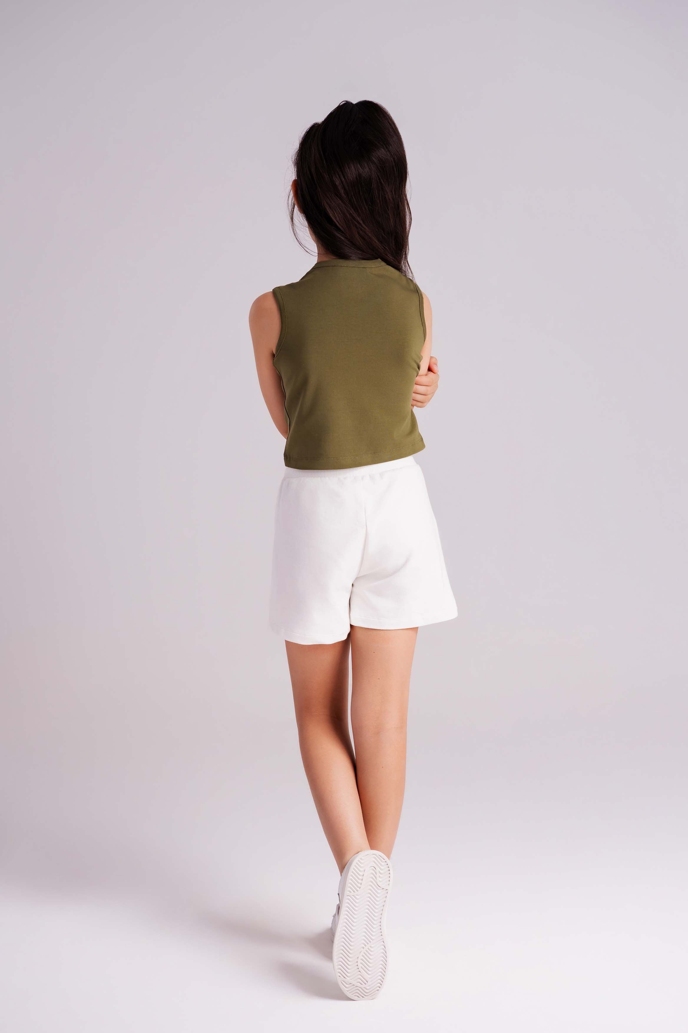 Girls BreezeZip Tank Top In Olive